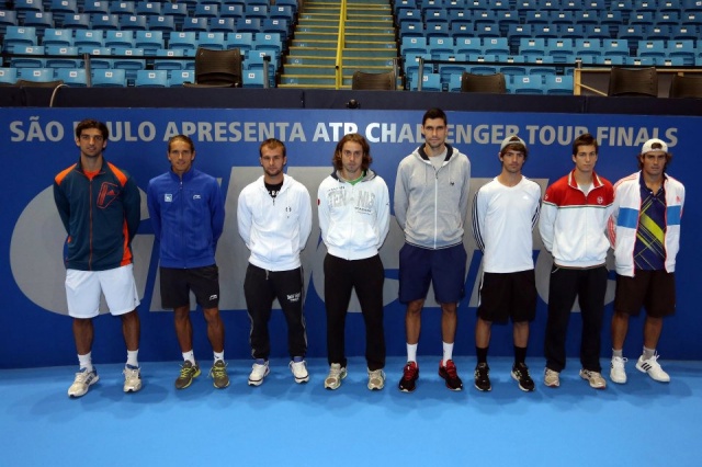 Osmerica tenisačev zaključnega turnirja v Sao Paulu. Aljaž Bedene je drugi iz desne