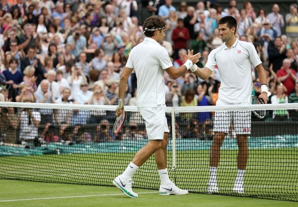 Polfinale Wimbledona je bil 27 obračun Federerja in Djokovića. razmerje je sadj 15-12 v korist Švicarja