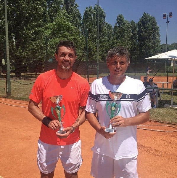 Paolo Maldini in Stefano Landonilo, nekdanji 75. tenisač sveta v dvojicah, sta skupaj igrala na Challengerju v Milanu