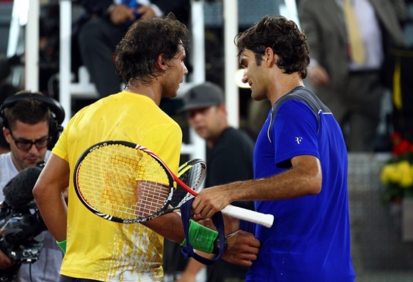 Največja rivala v zadnjem desetletju sta moči pomerila že 24. Nadal je prišel do 16. zmage in bo jutri igral v velikem finalu Madrida 2011