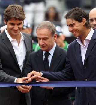 FOTO! Rafael Nadal je otrokom pokazal nekaj teniških osnov na velikem turnirju v Rimu!