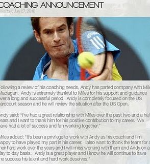4. igralec sveta Andy Murray,  se je po slabih 3 letih razšel s trenerjem!